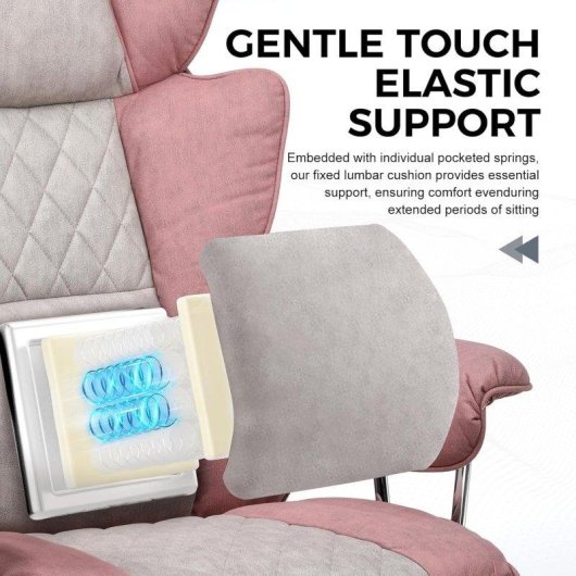 Silla Gaming GTPLAYER con Soporte Lumbar de Muelles, Reposapiés, 180 kg - Rosa