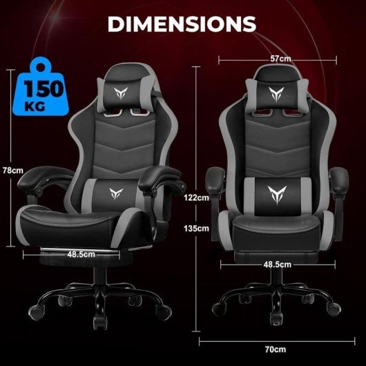 Chaise gaming GTPLAYER avec repose-pieds et soutien lombaire