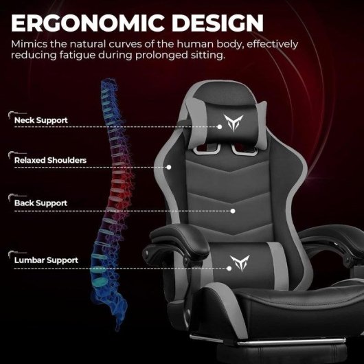 Chaise gaming GTPLAYER avec repose-pieds et soutien lombaire
