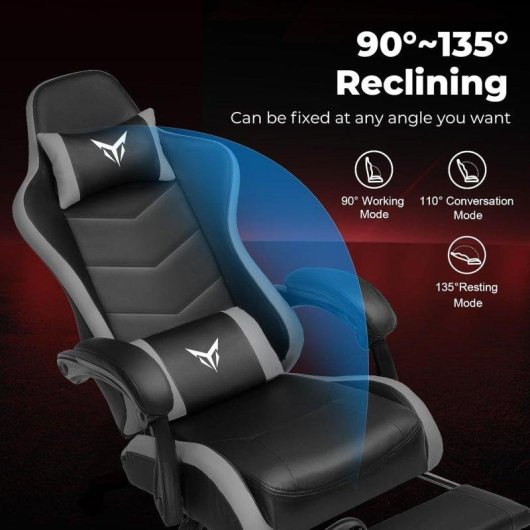 Chaise gaming GTPLAYER avec repose-pieds et soutien lombaire