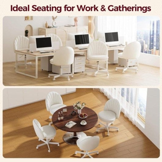 Chaise de bureau GTPLAYER Home Office blanche sans accoudoirs hauteur réglable