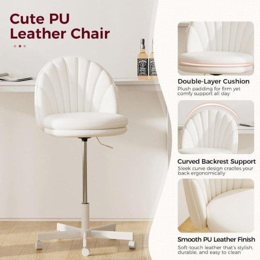 Chaise de bureau GTPLAYER Home Office blanche sans accoudoirs hauteur réglable
