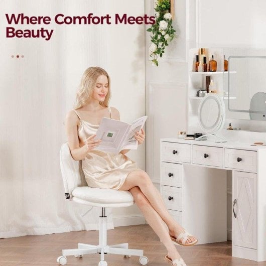 Chaise de bureau GTPLAYER Home Office blanche sans accoudoirs hauteur réglable
