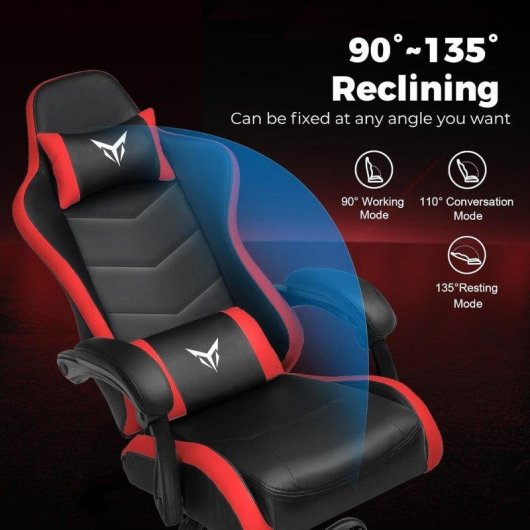 Gaming-Stuhl GTPLAYER Rot mit Lendenwirbelstuetze und reglbarem Nacken
