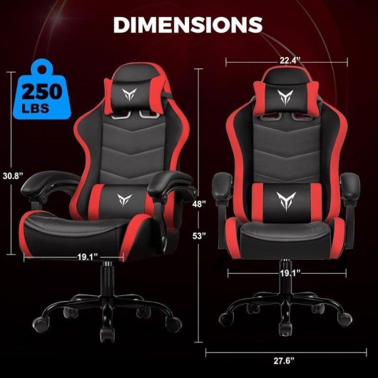 Gaming-Stuhl GTPLAYER Rot mit Lendenwirbelstuetze und reglbarem Nacken