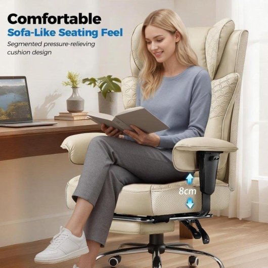 Cadeira GTPLAYER Ergonomica com apoio de pes Bege