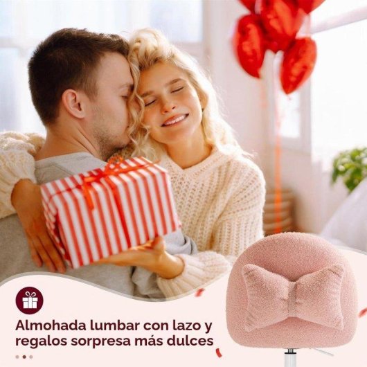 Chaise de bureau GTPLAYER réglable sans accoudoirs avec dossier en peluche rose