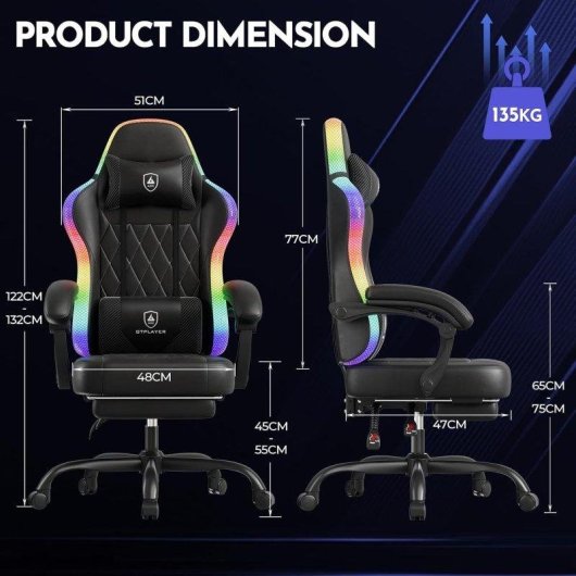 Sedia Gaming GTPLAYER LED RGB Tasca Posteriore Telecomando