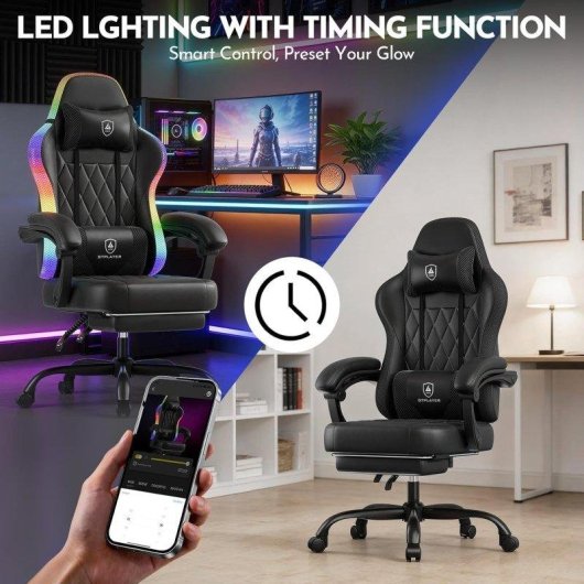 Sedia Gaming GTPLAYER LED RGB Tasca Posteriore Telecomando