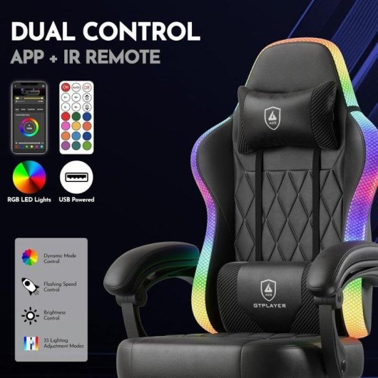 Sedia Gaming GTPLAYER LED RGB Tasca Posteriore Telecomando