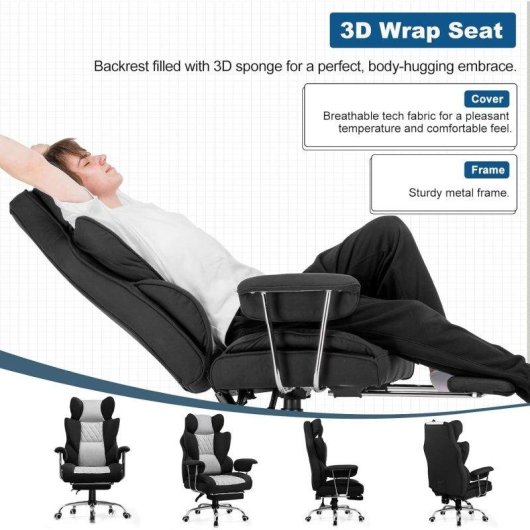 Silla gaming GTPLAYER con soporte lumbar de muelles y reposapiés ajustable