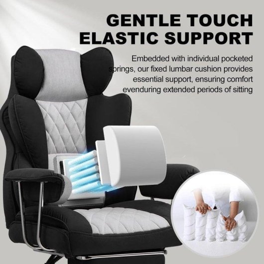 Silla gaming GTPLAYER con soporte lumbar de muelles y reposapiés ajustable