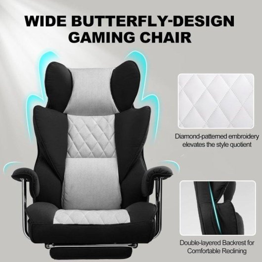 Silla gaming GTPLAYER con soporte lumbar de muelles y reposapiés ajustable