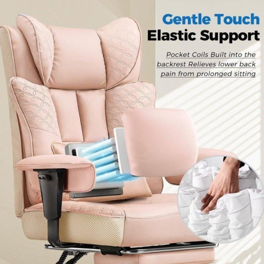 Silla Gaming Ergonómica GTPLAYER con Reposapiés Retráctil y Reclinable 150° Rosa