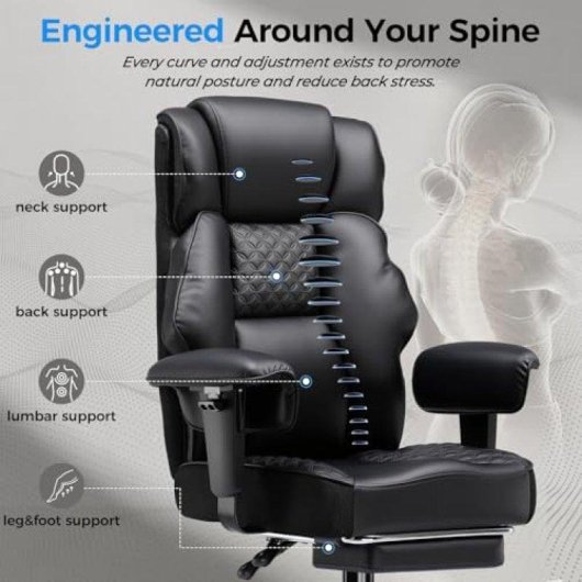Gaming Chair GTPLAYER Wide Spring Lumbar Footrest PU