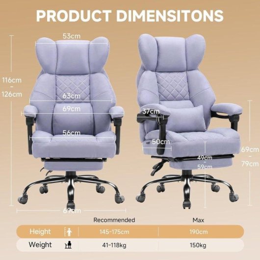 Sedia da gaming ergonomica GTPLAYER con poggiapiedi