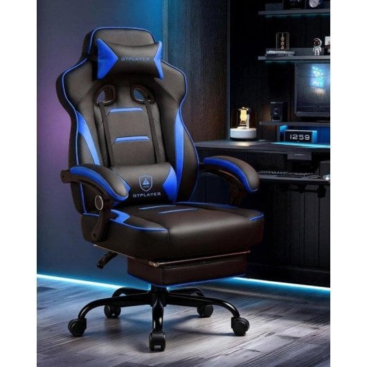 Chaise de jeu ergonomique GTPLAYER avec repose-pieds et accoudoirs synchronisés, soutien lombaire