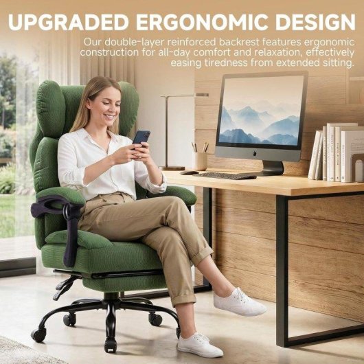 Cadeira ergonómica GTPLAYER com apoio de pés, suporte lombar e braços sincronizados