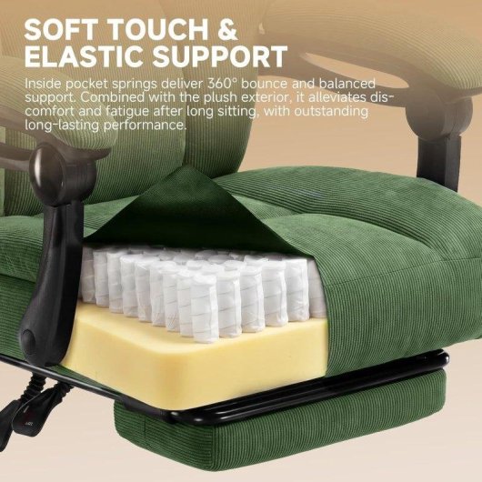 Cadeira ergonómica GTPLAYER com apoio de pés, suporte lombar e braços sincronizados