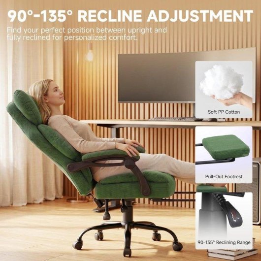Cadeira ergonómica GTPLAYER com apoio de pés, suporte lombar e braços sincronizados