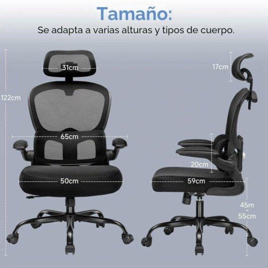 Ergonomischer Bürostuhl GTPLAYER mit 3D-Kopfstütze und klappbaren Armlehnen