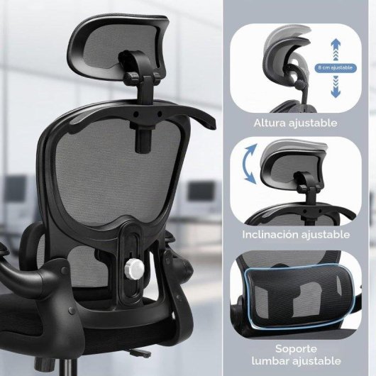 Ergonomischer Bürostuhl GTPLAYER mit 3D-Kopfstütze und klappbaren Armlehnen