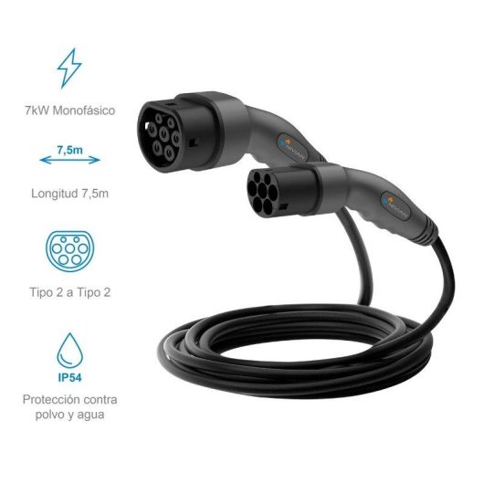 Cable de carga Vehículo Eléctrico NIVIAN Tipo 2 7kW 7,5 m