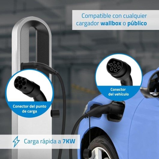 Cable de carga Vehículo Eléctrico NIVIAN Tipo 2 7kW 7,5 m