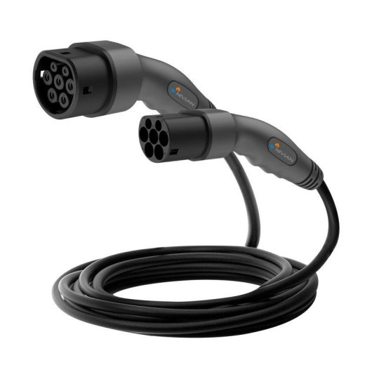 Cable de carga coche eléctrico Nivian Tipo 2 a Tipo 2 22kW trifásico 32A 7,5m
