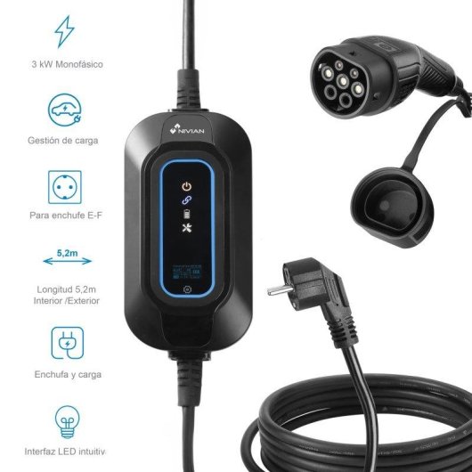 Carregador portátil NIVIAN Tipo 2 3,7 kW 16 A IP65