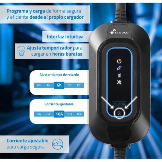 Carregador portátil NIVIAN Tipo 2 3,7 kW 16 A IP65