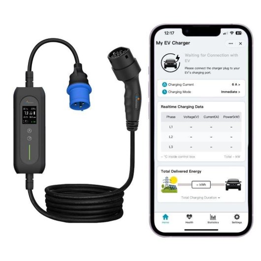 Cargador portátil Nivian para Vehículo Eléctrico Tipo 2 7kW 32A 7,5m