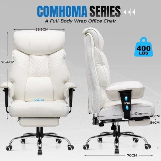 Cadeira de gaming GTPLAYER Grande utilizador 3D PU 180kg Branco