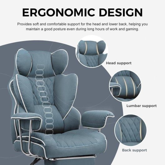 Silla Gaming GTPLAYER Ergonómica Soporte Lumbar Muelle Ajustable 180 kg