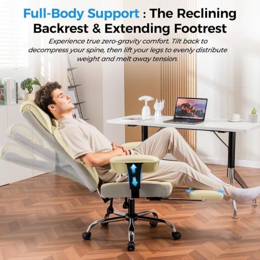 Chaise de jeu GTPLAYER Large avec soutien lombaire a ressorts et repose-pieds