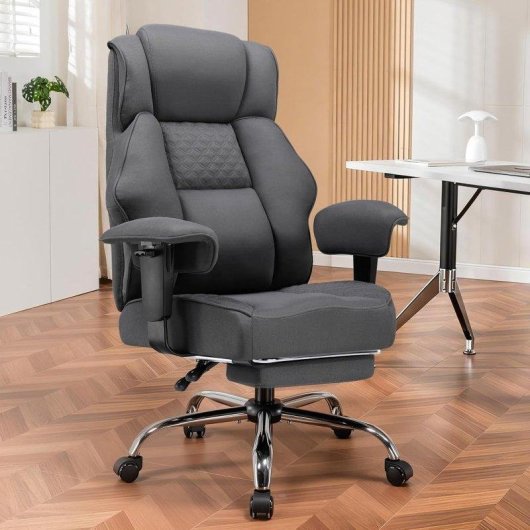 Chaise GTPLAYER Wide Gaming avec repose-pieds tissu gris