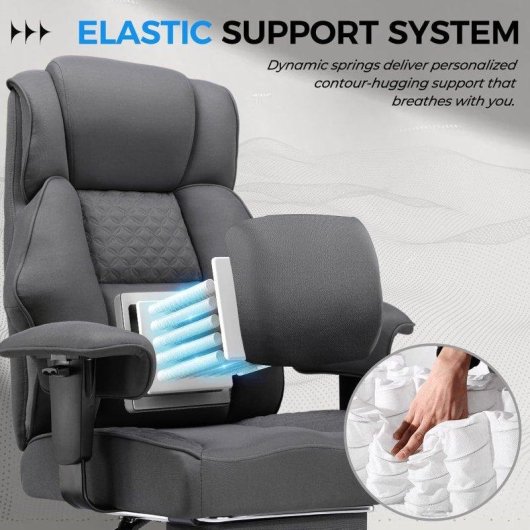 Chaise GTPLAYER Wide Gaming avec repose-pieds tissu gris
