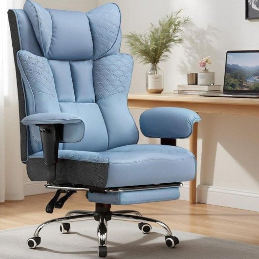 Cadeira Gaming GTPLAYER Ergonómica com Apoio para Pés e Reclinação 150° Azul