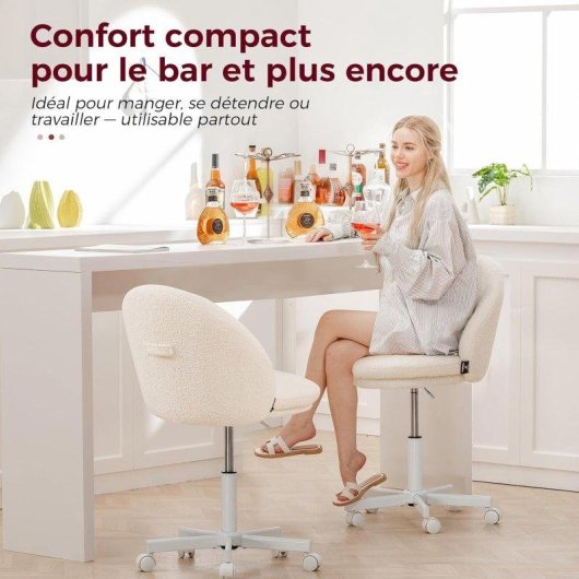 Silla de oficina GTPLAYER Vanity Chair blanca sin brazos, altura regulable y ruedas