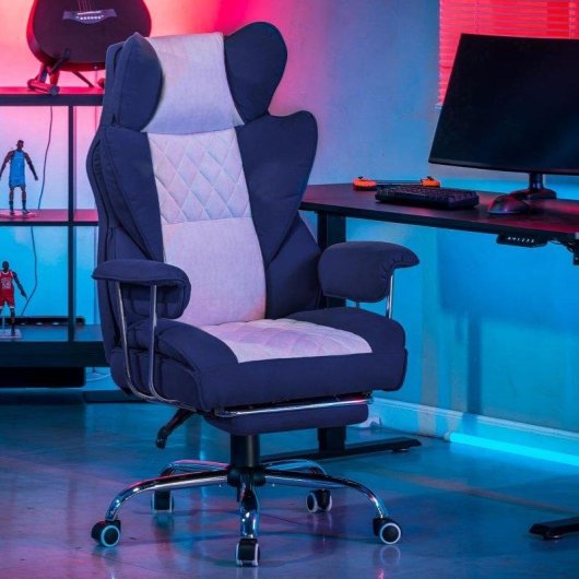 Chaise Gaming GTPLAYER avec Support Lombaire, Repose-Pieds, 180kg Bleu