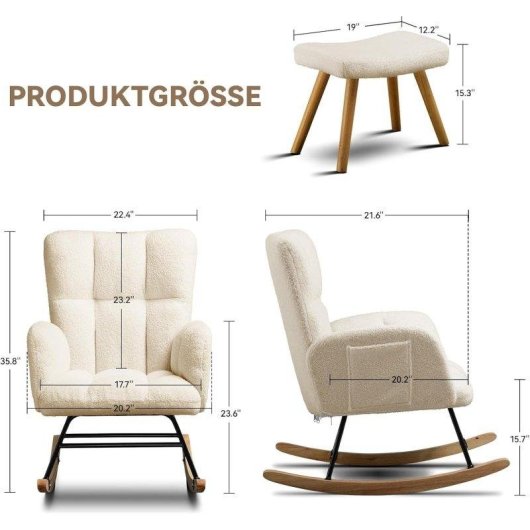 Chaise berçante GTPLAYER Teddy Beige 136 kg