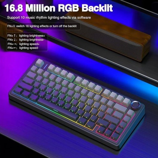 Clavier Aula F75 Tri-mode RGB 75% Compact avec Switches Reaper