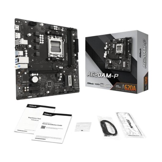 Placa Base Asrock A620AM-P AMD A620A Zócalo AM5 DDR5 Micro ATX Sin Wifi