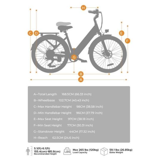 Bicicleta eléctrica HillMiles MileCity 1 Azul 26" Autonomía 100 km