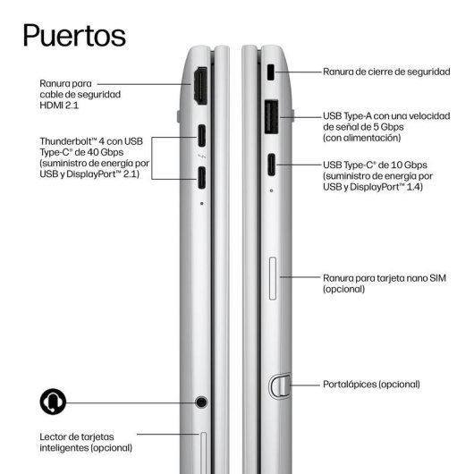 Portátil HP EliteBook 8 Flip G2i 13,3" Intel Core Ultra 7 355 32GB 512GB SSD Gráficos Intel Windows 11 Pro