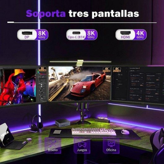 Mini PC Welltin H90 Intel Core i7 11390H 32GB 1TB SSD Iris Xe Windows 11 Pro Triplo Schermo