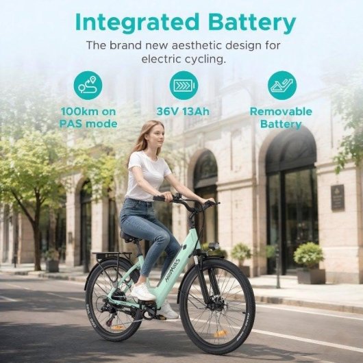 Bicicleta eléctrica HillMilES MileCity 1 26" 100 km de autonomía Batería extraíble