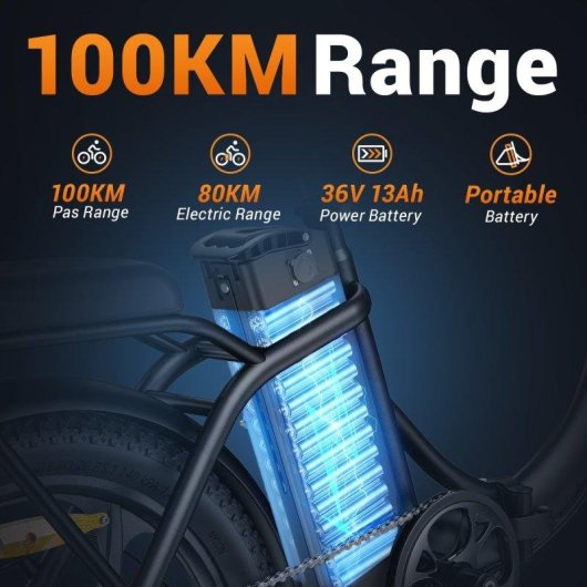 Vélo électrique pliant HillMiles MilePort 1 250W 20" Fat pneus 7 vitesses