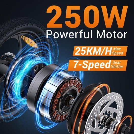 Vélo électrique pliant HillMiles MilePort 1 250W 20" Fat pneus 7 vitesses