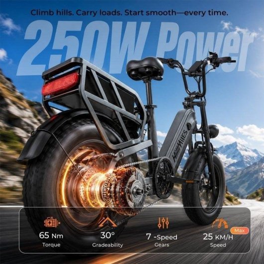 Bicicleta eléctrica HillMiles MileLink 1 250 W 48 V 18 Ah Fatbike gris